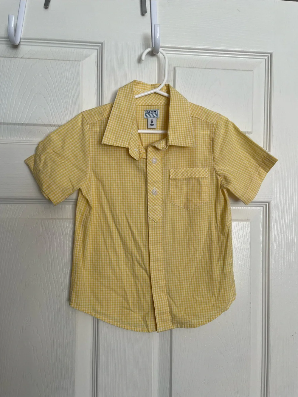 Old Navy 3T Classic Yellow Gingham Short-Sleeve Shirt for Kids